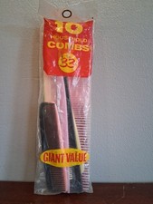 Vintage 10 Pack Assorted Size Family Pack Of Household Combs NOS