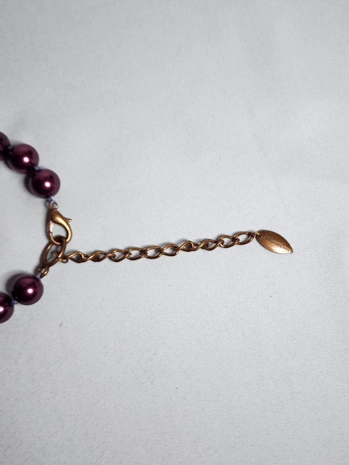 Collar Coldwater Creek Imitación Perla Cristal Estrás Borgoña 28" Ajustable Foto 3 de 4