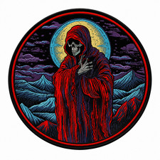 Grim Reaper Patch Embroidered Iron-on Premium Applique Halloween Costume, Scary