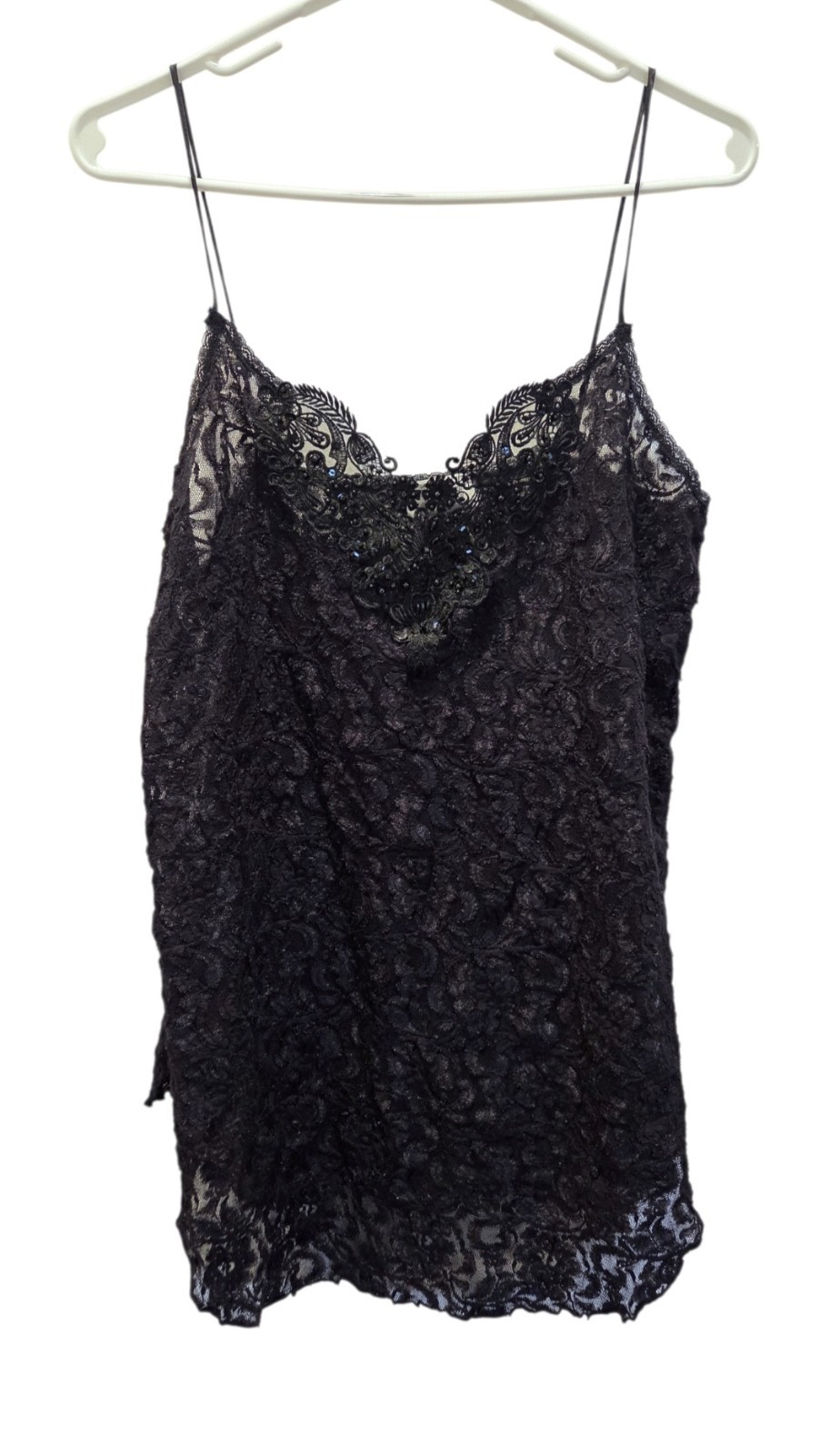 VTG Y2K Night Magic Black Stretch Lace Cami Top M Goth Coquette Fairy Grunge