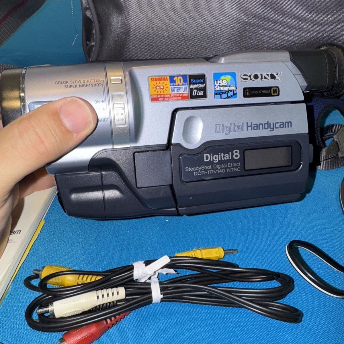 Sony Handycam DCR-TRV140 Digital-8 Camcorder Bundle Silver Tested