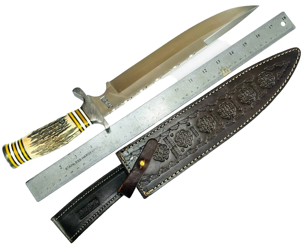 Impact Cutlery Custom Made Bowie Knife UNUSED 17" Dagger Bone Handled Knives - Image 3 of 4