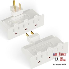 3-Outlet Adapter, 3 Way Plug Adapter with 180 Degree Swivel Plug, 2PACK White