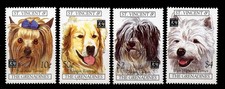 TIBETAN TERRIER YORKIE WESTIE GOLDEN RETRIEVER DOG STAMP SET x 4 St Vincent 1995
