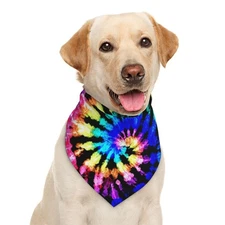 Modern Rainbow Tie Dye Hippie Bohemia Dog Bandana Scarf Triangle Bibs Pet Acc...