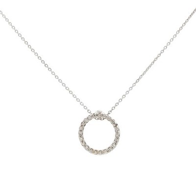 Roberto Coin Tiny Treasures Diamant Kreis 18 Karat Weißgold Anhänger Halskette