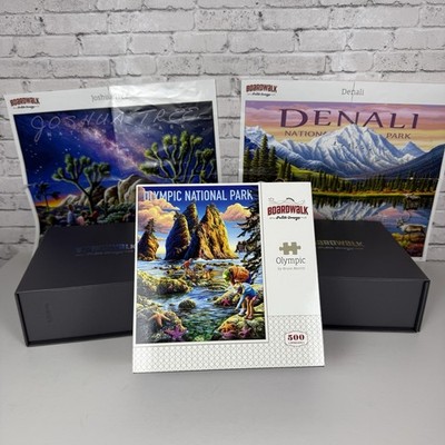 Boardwalk Puzzles Set of 3 National Park Denali, Joshua Tree, Olympic 500 pieces