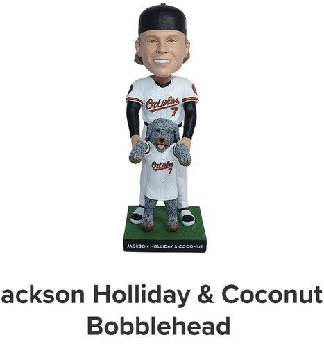 Baltimore Orioles Bobblehead Jackson Holiday 04/11 Pre-Order Coco Dog 🐕 Day