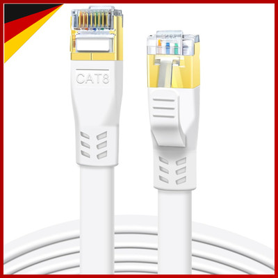 Netzwerkkabel CAT 8 12m Hochgeschwindigkeit 40Gbps Flach für Gaming PC
