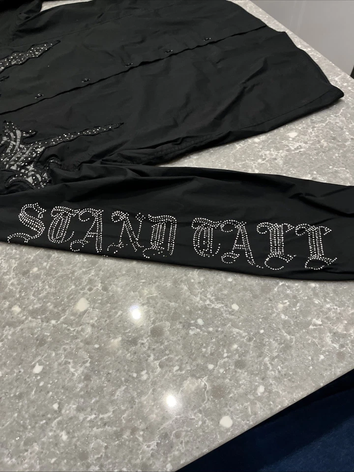 Camisa Roar Abotonada L/S Hombres Talla 2XL Tachonada Cruz Adornada Soporte Alta Negra Foto 4 de 4