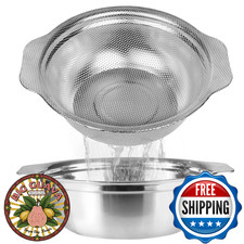POPGRADE Stainless Steel Colander, 2.5QT Rice Washer Strainer w/ Mixing Bowl