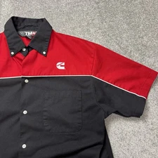 Cummins Logo Embroidered Work Mechanic Racing Shirt TMR Red Black Size L