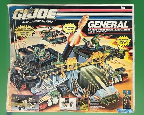 Vtg The GENERAL 1990 GI Joe Fortress Headquarters Vehicle with Box & Helicoptors