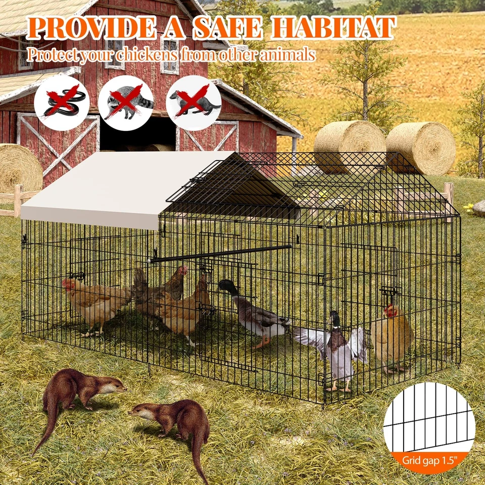 Hühnerstall Freilaufgehege XXL Hasengehege Mit 4 Tür Hühnerhaus Geflügelstall - Bild 4 von 4