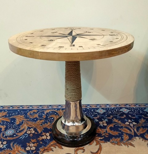 Decorrative wooden coffee table nautical compass directional design bar Table - Picture 3 of 6