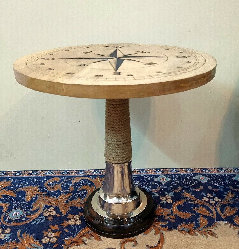 Decorrative wooden coffee table nautical compass directional design bar ...