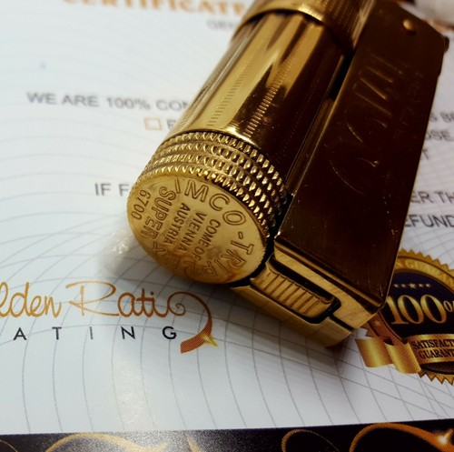 Protector de viento de gasolina para encendedor IMCO Triplex 6700 estilo vintage chapado en oro de 24 quilates 24 k - Imagen 5 de 5