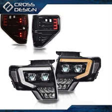 Fit For 2009-2014 Ford F150 Pickup Dual LED Projector Headlights w/ Tail Lights