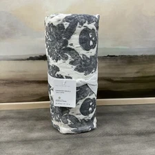 Pottery Barn Skull Embroidered Damask Cotton Table Throw 50”x50” Halloween NWT