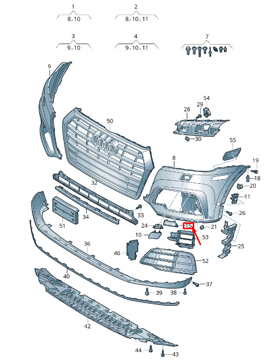 Cache de pare-chocs avant droit pour Audi Q5 FY 80A919268Bru6