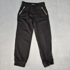 H M Girls Pants Size 5-6Y Zipper Pockets With Elastic Waist Black