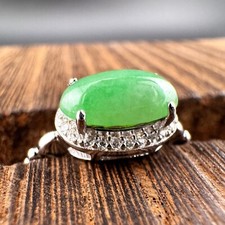 Beautiful Grade A Burma Jadeite Ring with S925 Sterling Silver - Vivid Green