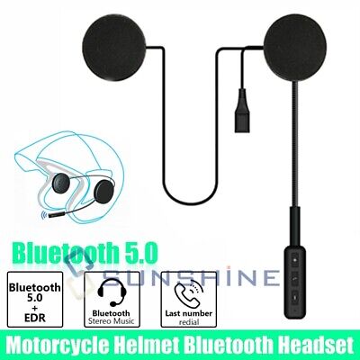Bluetooth 5.0 Helmet Motorcycle Headset Speakers Handsfree w/Mic Rechargeable US