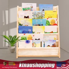 6-Layer Book Rack Children Kids Book Shelf Storage Stand Natural Beige Home Use