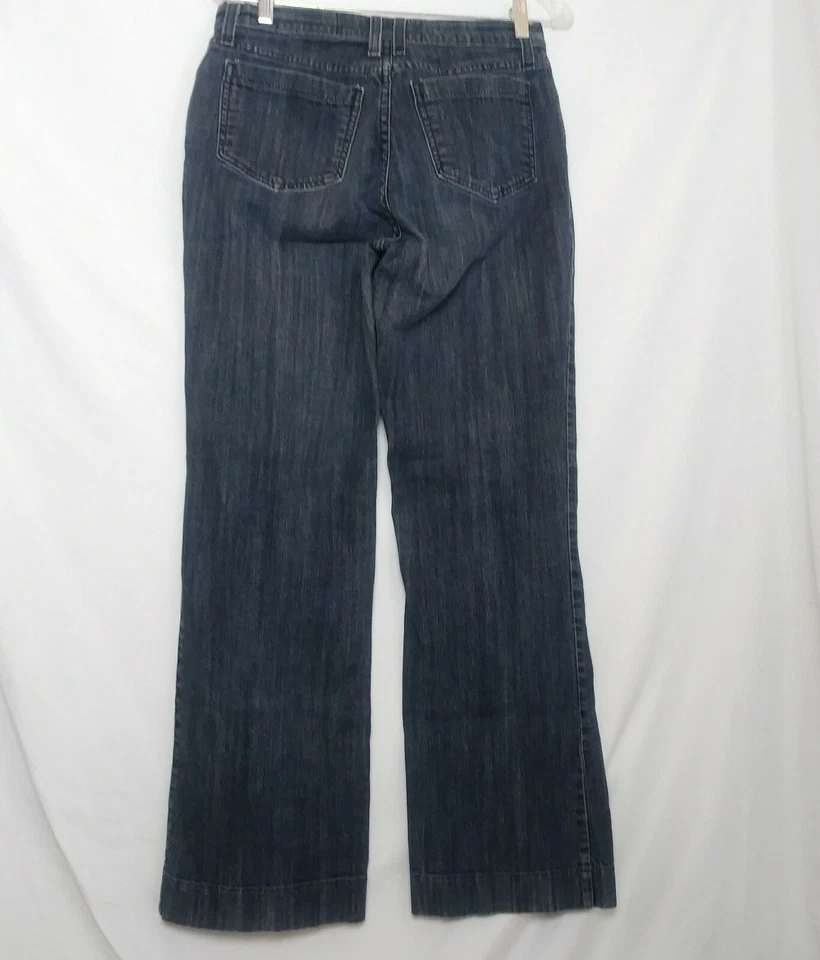 Pantalones de mezclilla rectos de tiro alto para mujer NYDJ talla 10 lavado oscuro elástico bolsillo cuadrado Foto 2 de 4