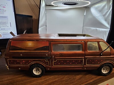 Vintage 1970's Tonka Large Custom Van With Pull & Slide Door & Opening Tail Gate
