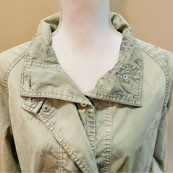 Free People Ripstop Parachute Bomber Jacket Small Green Marbled image 6