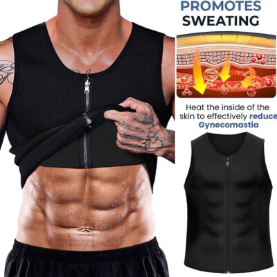 Men Gynecomastia Compression Tanks Top Sweat Vest Fitness Body Shaper Shirt Belt