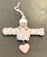 " Grandma's 1st " With A Grandma and Dangling Heart Personalizable Ornament