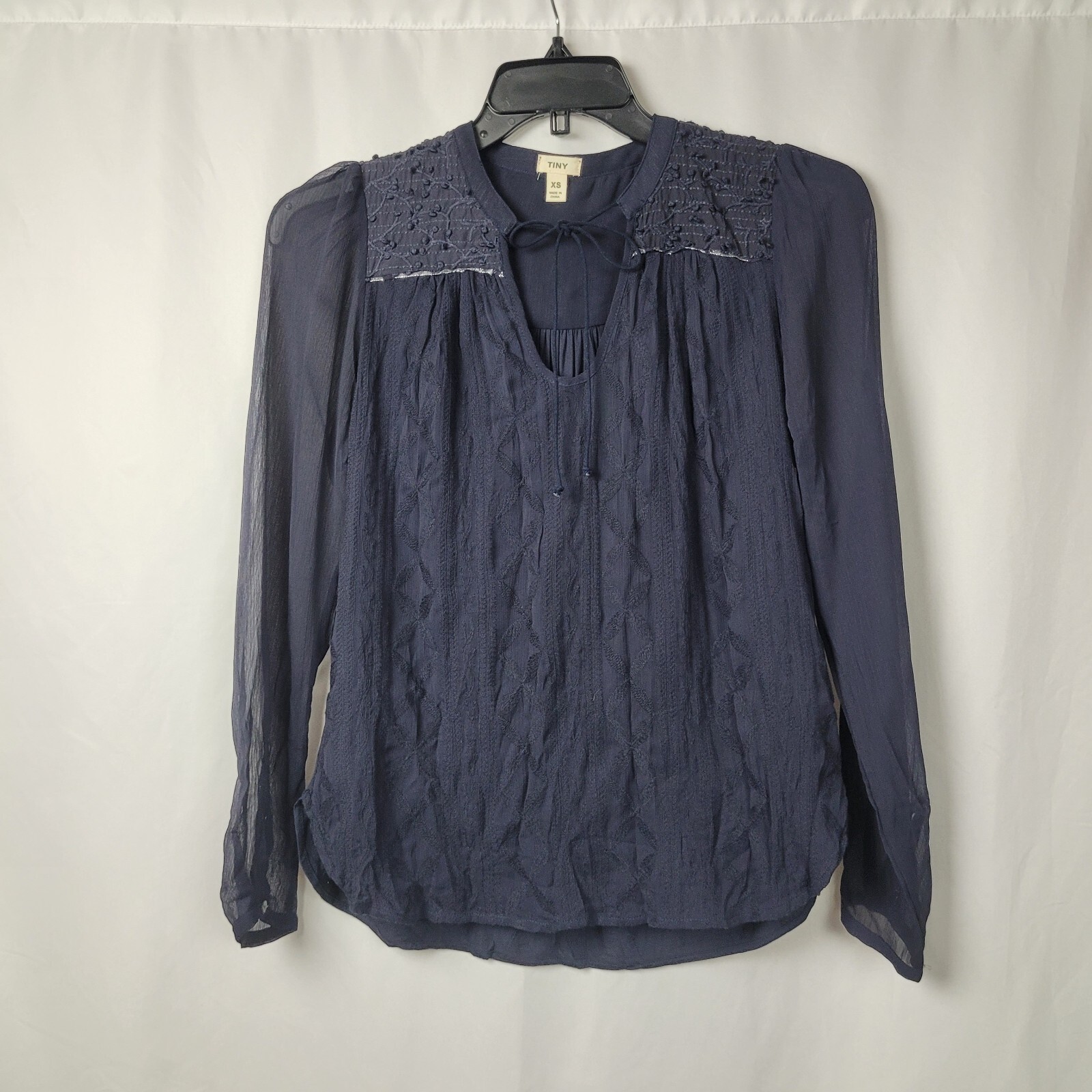 Anthropologie | Tiny Embroidered Split-Neck Blue … - image 1