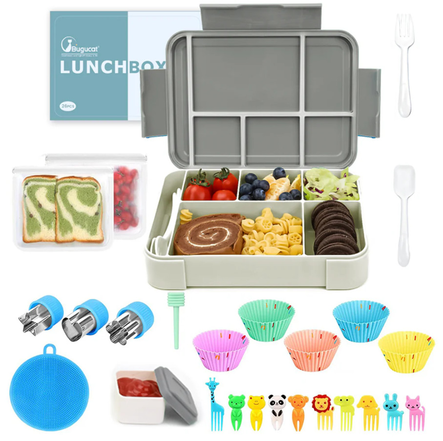 Fiambrera 1330ML 26 PIEZAS,Bento Box A Prueba de Fugas Lavavajillas Microondas Seguro Libre de BPA