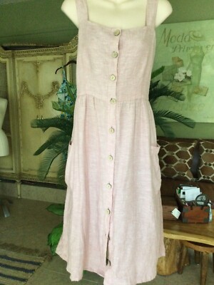 NWT Women 100% Linen Rachel Zoe 100% Linen Strap Dress Pale Pink Size 12 |  eBay