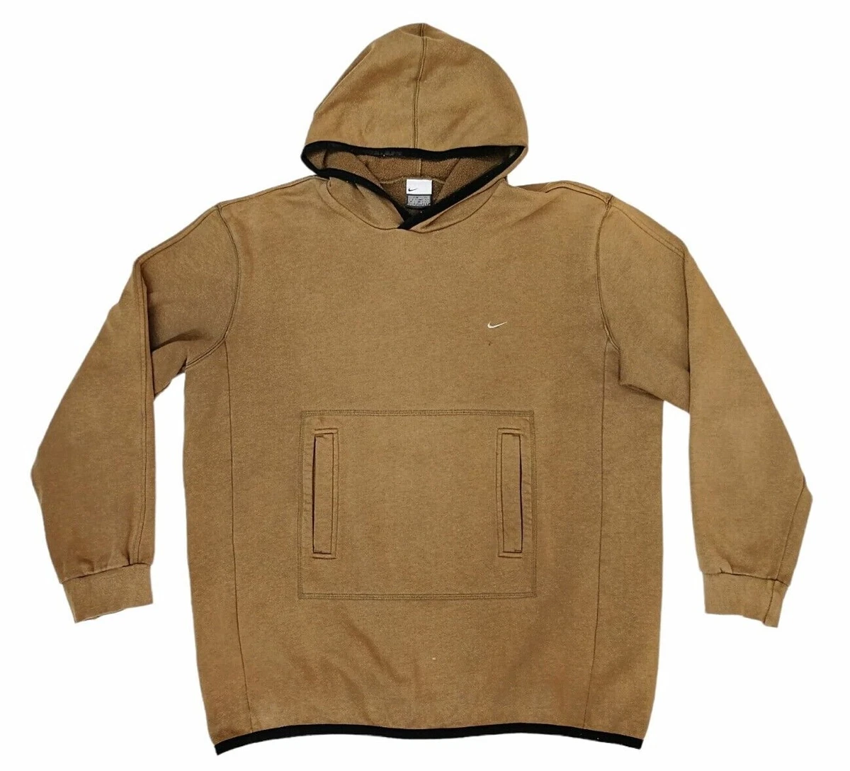 Vintage 90 s Nike Brown Hoodie Small Swoosh Logo Front Pockets