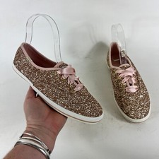 Keds X Kate Spade New York Glitter Sneakers Women's 6 Gold Lace Up WF52991