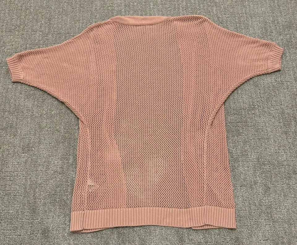 Forever 21 Chunky Crochet Knit Open Cardigan Sweater Blush Pink Women’s Small - Image 2 of 4