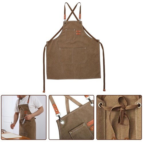 Tablier De Travail épais Avec 3 Poches Pratiques Idéal Pour Barbecue Et