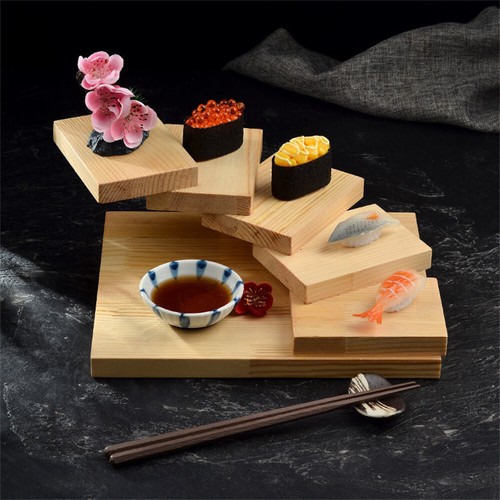 Bambus Sushi Boot Holz drehbare Stufen Serviertablett, Küche japanische Schale Teller - Bild 23 von 74