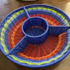 Multi Colored Basket Tray Craft Bowel Hand Made 