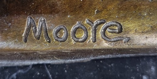 Henry Moore Family in Park Bench Bronze Sculpture Marble Base Abstract Statue NR - Picture 10 of 10