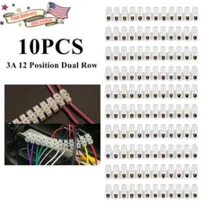 10pcs 12Position 3Amp Wire Connector Dual Row Screw Barrier Block Terminal Strip
