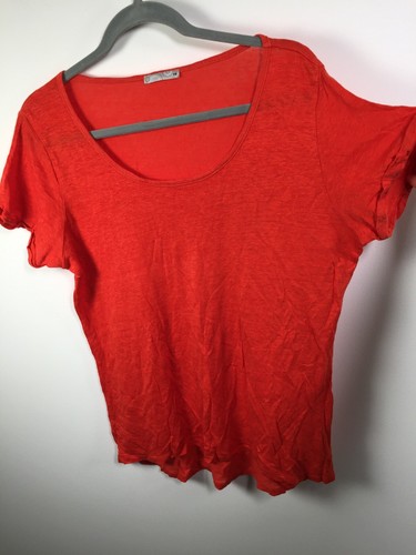Target linen womens orange red t shirt 