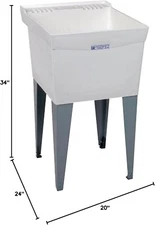 Laundry Tub 18-Gal Floor-Mount Thermoplastic White - Mustee 19F Utilatub