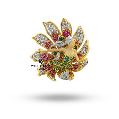 The Swish Blumen Cubic Zirkonia 925 Sterlingsilber Vergoldet Brosche