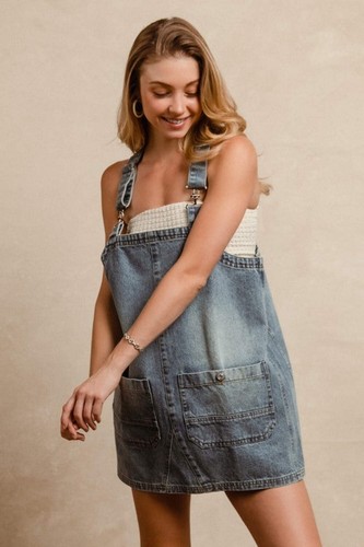 BiBi Washed Adjustable Strap Denim Overall Dress - Picture 2 of 10