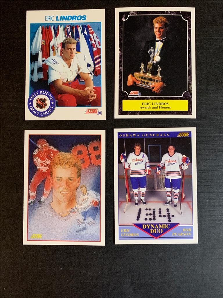 1991-92 Score Canadian English Eric Lindros 4 Cards #329 330 384 385