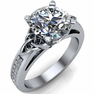 Authentic 2.5ct Lab-Created Diamond Celtic Trinity Solitaire Accent Ring White Gold Plated